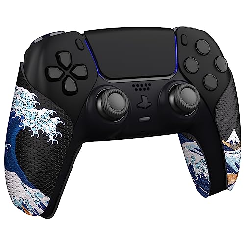 eXtremeRate PlayVital Anti-Skid Sweat-Absorbent Controller Grip for ps5 Controller, Professional Textured Soft Rubber Pads Handle Grips for ps5 Control - The Great Wave Off Kanagawa - color: The Great Wave Off Kanagawa