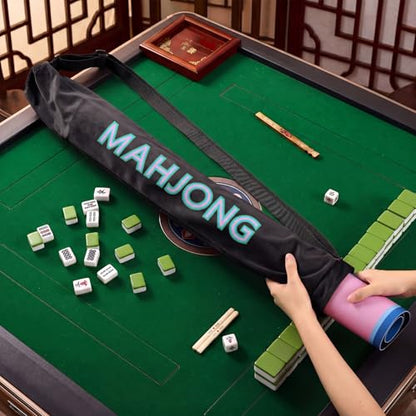 35 Inch Long Velvet Mahjong Mat Bag Cute Double Strapped Drawstring Mahjong Mat Holder Lightweight Carrying Bag for Board Games Outdoor Travel Storage-Mat Not Include(Black,1 Pc) - color: Black