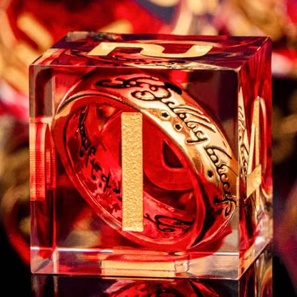 Magic Golden Ring DND Dice Set Sharp Edge Red Resin Dice with Box, for use with Dungeons Dragon RPG D&D Tabletop Games Lord D and D Polyhedral Dice Set - color: Ring - Red-1