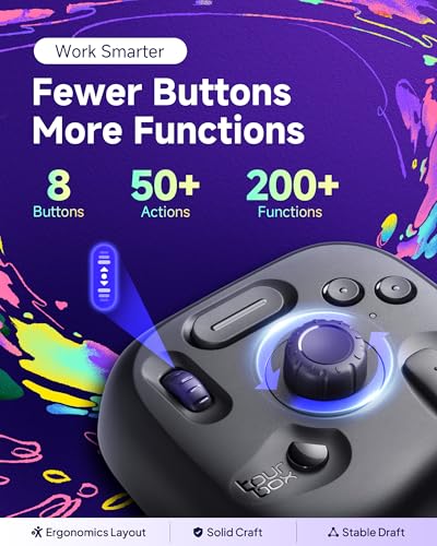 TOUR BOX Lite Bluetooth - Compact Editing Keyboard, Artists Drawing Keypad, Works with Clip Studio Paint & More, Creative Console with Custom Software, Streamline All Workflow - Wireless (Unit Only) - color: Classic Black