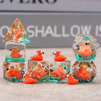 Resin Dice Set,Polyhedral Dice Animal Inclusion Dice,RPG D and D Dice Set for Role Playing Games (Flamingo) - color: Flamingo