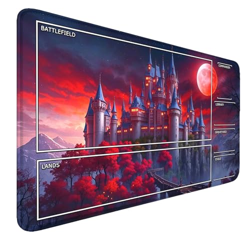 MTG Playmat- Stitched Edges Forest TCG Playmat-Non-Slip Landscape Play Mat Smooth Surface Rubber Base Board Game Mousepad 24x14 inches for Trading Card Game Playing with Storage Bags - color: Night Color Stitched Edges Mats With Zones