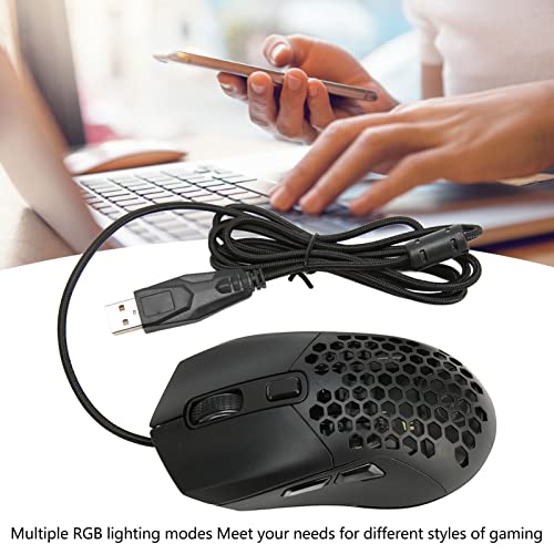 Wired Gaming Mouse, Wired Mouse with Honeycomb Shell 7200 DPI, 6 Programmable Buttons, RGB Backlight, Ergonomic Computer Mouse for PC Laptop