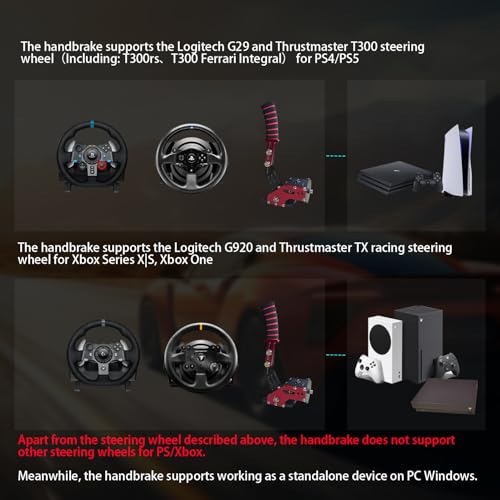 HCXLELD Sim Racing Handbrake, G29 T300 Racing Wheel for PS4/PS5, G920 TX Racing Wheel for XBOX Series X/S, All Racing Wheels for Windows, and included table clamp