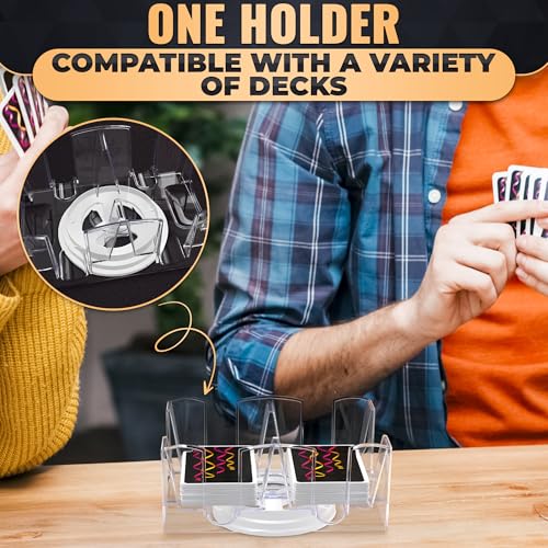 Playing Cards Holder Rotating 360° – Compact Plastic Playing Card Tray for Easy Access 6 Decks with Smooth Rotation | Organizes Multiple Decks for Canasta, Poker & More, Durable with Smooth Rotation - size: 6 Decks