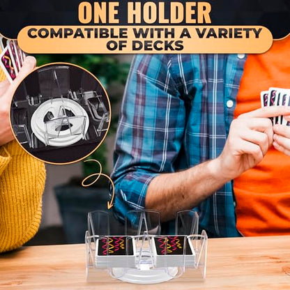 Playing Cards Holder Rotating 360° – Compact Plastic Playing Card Tray for Easy Access 6 Decks with Smooth Rotation | Organizes Multiple Decks for Canasta, Poker & More, Durable with Smooth Rotation - size: 6 Decks