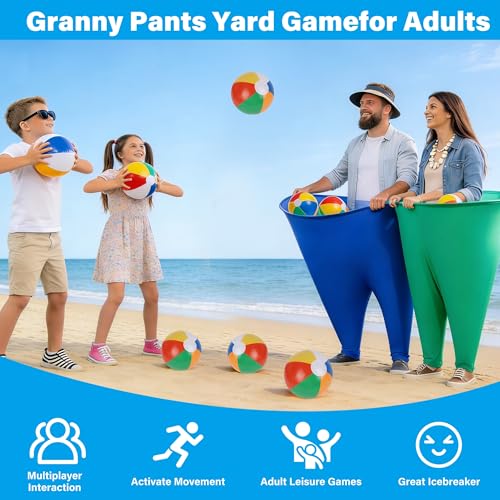 24Pcs Granny Pants Yard Game Funny Field Day Outdoor Games for Adults Kids and Family Gaint Pant Set for Brithday Party Tossing Games Activities for Groups - size: 4 Large
