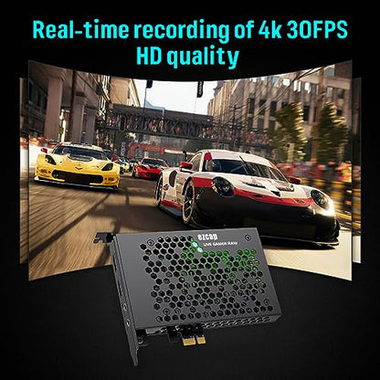 Game Capture Card, HDMI PCI-E 4K 30fps Record | Live Stream from Gaming Systems, Camcorders, DSLRs, Support Zero Delay HDMI Loop-Out