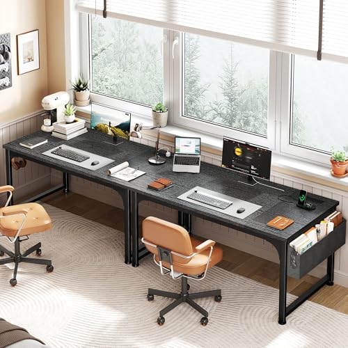 DurayLoly 47 x 24 inch Desk, 24mm Thick Heavy Duty Gaming Desk with RGB LED & Power Outlets, Detachable Stand, Hooks & Storage Bag, 110LBS Capacity, Home Office Computer Desk, Black - color: Black, size: 47 Inch