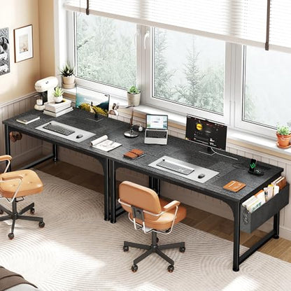 DurayLoly 47 x 24 inch Desk, 24mm Thick Heavy Duty Gaming Desk with RGB LED & Power Outlets, Detachable Stand, Hooks & Storage Bag, 110LBS Capacity, Home Office Computer Desk, Black - color: Black, size: 47 Inch