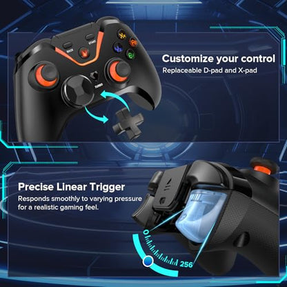 Wireless Gaming Controller for PC/NS/Android(2-Pack): Wired & USB Receiver Wireless & Bluetooth, Pressure-Sensitive Trigger, 6-Axis Motion, Dual Vibration Feel, Turbo, Ergonomic Design(No Xbox/PS) - color: 2 Black