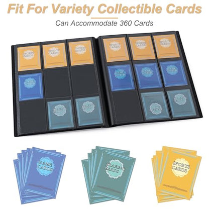 Card Binder 9 Pocket Storage 360 Card Binder,Trading Card Binder (Black) | Senior and Sturdy Side-Loading Album,Intended For YuGiOh,MTG, TCG,Game Cards & Baseball Card Binde - color: Black
