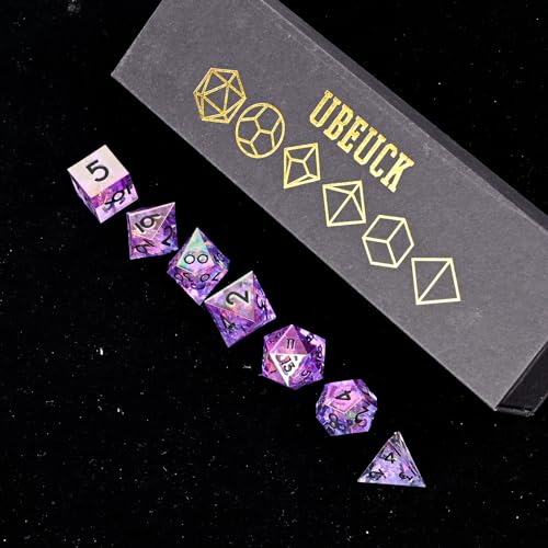 Electroplated Resin Dice Set, Resin Edge Sharp for Dungeons & Dragons RPG, MTG Board Games with Gift Box (Electroplating Purple Color) - color: Electroplating Purple Color