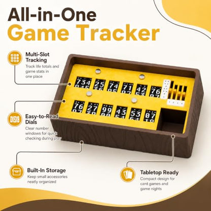 TTRPG Command Tray & Life Tracker | 0-999 Health Counter, 9-Slot Token Organizer, Level 4 Spell Tracker | Authentic Medieval Fantasy Tabletop Gaming Accessory