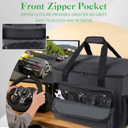 Storage Case for Driving Force Racing Wheel and Floor Pedals | Portable Pedals Carrying Organizer with Shoulder Strap Steering Wheel Storage Carrying Case for PS5 PS4 PC