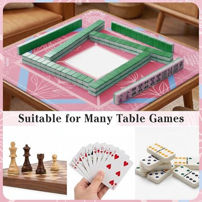 Britimes Mahjong Mat with Black Carrying Bag,31.5"x31.5", Pink | Non-Slip Noise Reduction Gaming Mat Rubber Multi Purpose Game Table Cover for Mahjong Card Dominoes Board Tile Games - color: Pink
