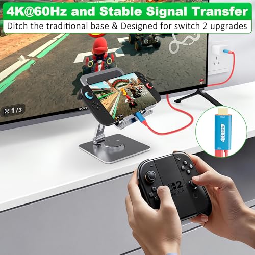 Switch 2 TV Adapter Docking Station, 4K@60Hz 18 Gbps USB C to HDMI 2.0 Adapter for TV/Monitor, 6.6ft 100W PD Play While Charging, Portable Travel TV Cable for Nintendo Switch 1 and 2/Steam Deck/OLED