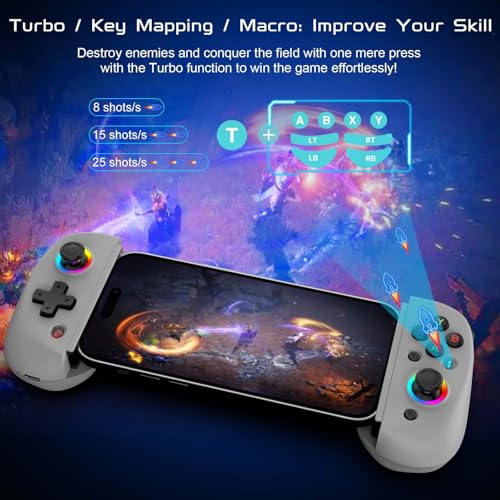 Joso Mobile Gaming Controller for iPhone/iPad/Tablet, Android Wireless Controller with Hall Effects Joysticks, Support PC/Switch, Play Cloud Games/PS Remote Play/COD/Genshin Impact & More - Grey - color: Grey