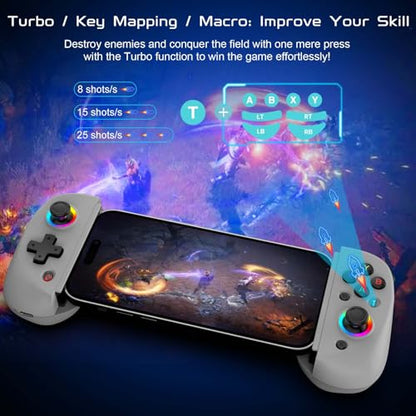 Joso Mobile Gaming Controller for iPhone/iPad/Tablet, Android Wireless Controller with Hall Effects Joysticks, Support PC/Switch, Play Cloud Games/PS Remote Play/COD/Genshin Impact & More - Grey - color: Grey