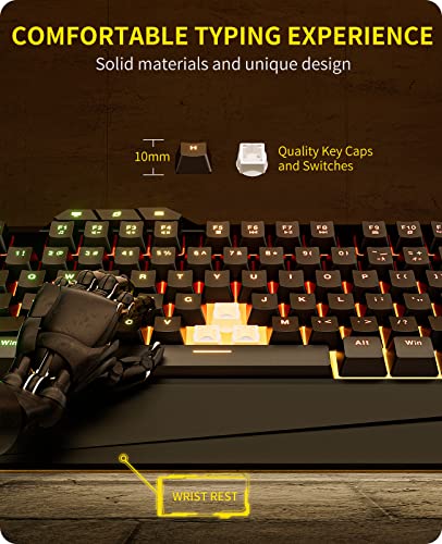 havit Gaming Keyboard and Mouse Combo, Backlit Computer keyboards and RGB Gaming Mouse, Gaming Accessories 104 Keys PC Gaming Keyboard with DPI 4800 Mouse for Gamer, Black