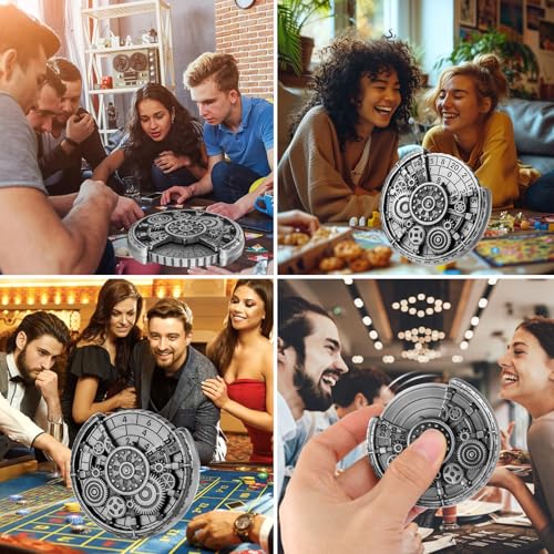 Silver Gear Fingertip Gyro + 7pcs Bloodstained Silver Polyhedral Metal DND Dice Set, Metal Dice Spinner Set, DND Starter Set, Christmas D&D Gifts with Gift Box, Role Playing Board Game Accessories - color: Bloodstained Silver