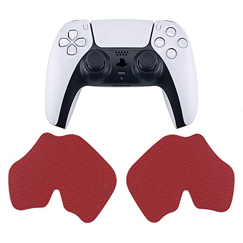 eXtremeRate PlayVital Red Anti-Skid Sweat-Absorbent Controller Grip for ps5 Controller, Professional Textured Soft Rubber Pads Handle Grips for ps5 - color: Red