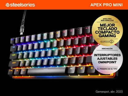 SteelSeries Apex Pro Mini HyperMagnetic Gaming Keyboard – Adjustable Actuation – Compact 60% Form Factor – RGB – PBT Keycaps – USB-C - size: Pro Mini 60%, style: Gen 2 Wired