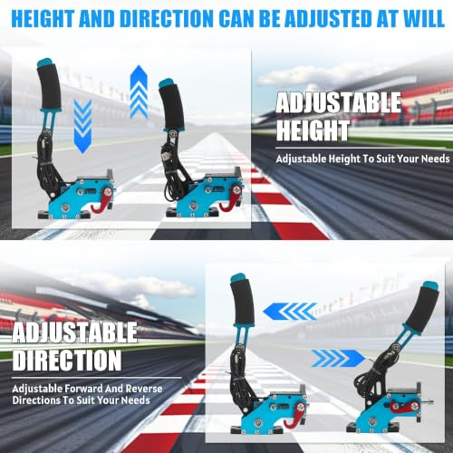 RYLNOK 64bit PC USB Handbrake Upgrade Sim Racing Gamges Handbrake For Logitech G25 G27 G29 G920 T500 T300 2m Nylon Wire Reinforced Spring Blue And Clamp Simulate [windows] - color: Blue