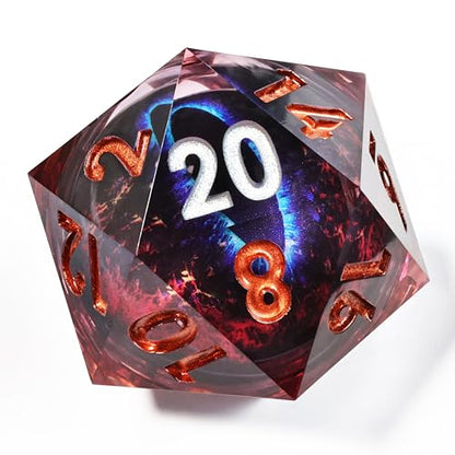 Mini Planet 50mm Chonk D20 DND Liquid Core Dungeons and Dragons RPG Eyeball Handmade Resin Polyhedral Dice - color: Dragon Eye Dice 7