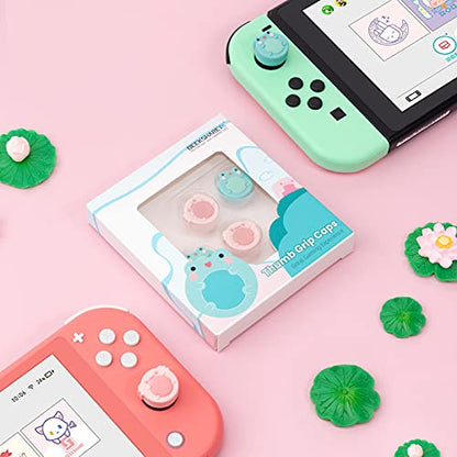 GeekShare Cute Animal Theme Silicone Joycon Thumb Grip Caps,Compatible with Nintendo Switch/OLED/Switch Lite,4PCS - Frog & Axolotl - color: Frog & Axolotl