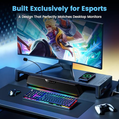 Computer Sound Bar Speaker Sound Bar for Smart TV-5.1, Bluetooth Speaker USB Plug & Play RGB Sound Bar Speaker Gaming Speakersr Desktop Speaker,PCspeaker,Laptopspeaker,Tablet Speaker