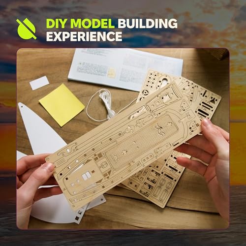 UGEARS Ocean Beauty Yacht 3D Wooden Puzzles for Adults - Mechanical Wooden Model Kits for Adults to Build - DIY Puzzle Boat with Paper Sails - Brain Teaser Building Set 3D Puzzle