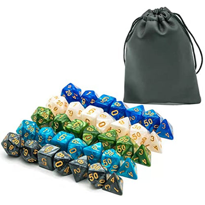5 Sets Dice DND Polyhedral Dice Set (35pcs) with 1 Leather Die Bag, D&D Die Set for Dungeons and Dragons, RPG Table Games. (5Sets/35Pcs) - color: 5sets/35pcs