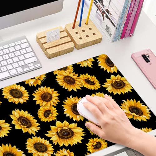 Large Mouse Pad Gaming Mousepad XL Sunflowers Desk Mat Mouse Pad Long 31.5x11.8 in Extended Big Cute Mouse Pad Waterproof Desk Pad with Non-Slip Base and Stitched Edges for Computer Keyboard - color: Sunflowers