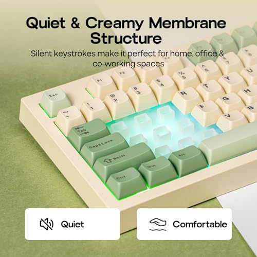 EPOMAKER Aula S102 PRO Membrane Gaming Keyboard with TFT Screen, Volume Knob & Number Pad, BT/2.4G/USB, RGB Backlit, Creamy Silicone Structure, Silent Keyboard for PC Game/Office (Yellow) - color: Yellow