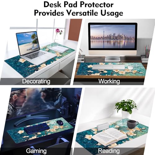 Galdas Gaming Mouse Pad XXL XL Large Long Extended Big Mousepad Non-Slip Rubber Keyboard Desk Pad with Stitched Edges for Laptop Home Office (31.5x11.8x0.08 Inch) … (Painting Flowers) - color: Painting Flowers