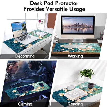 Galdas Gaming Mouse Pad XXL XL Large Long Extended Big Mousepad Non-Slip Rubber Keyboard Desk Pad with Stitched Edges for Laptop Home Office (31.5x11.8x0.08 Inch) … (Painting Flowers) - color: Painting Flowers