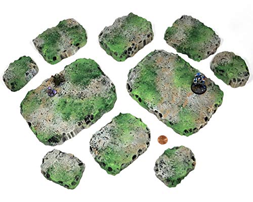 Mossy Stone Stacking Modular Hills Set - - Handmade Terrain for Tabletop War Games and TTRPGs