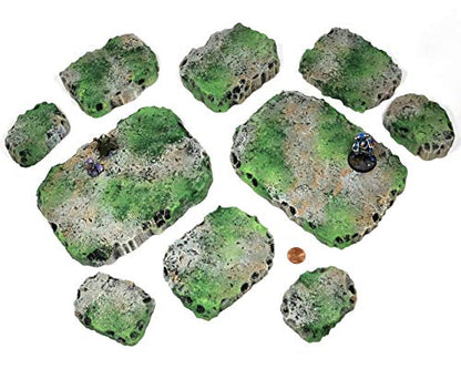 Mossy Stone Stacking Modular Hills Set - - Handmade Terrain for Tabletop War Games and TTRPGs