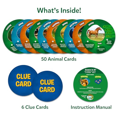 Skillmatics Guess in 10 Animal Picture Clues | Perfect for Boys, Girls, Kids, and Families Who Love, Card & Board Games, Educational Games, Gifts for Ages 6, 7, 8, 9 & Up - style: 2. Picture Clues Animals