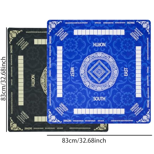 Thick Mahjong Mat 32.68"x32.68",Noise-Reducing Anti-Slip & Durable Table Cover with Carrying Bag for Mahjong, Poker, Card Games, Board Games, Dominoes - Black - color: Black