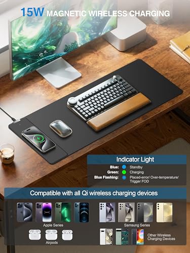 TopMade Wireless Charging Mouse Pad, Gaming Mousepad with Ultra-Smooth Surface, Non-Slip Base, Waterproof Computer Desk Pad, 31.5"x11.81" XL Large Desk Mat for MacBook, PC, Laptop - color: Classic-31.5"x11.8"