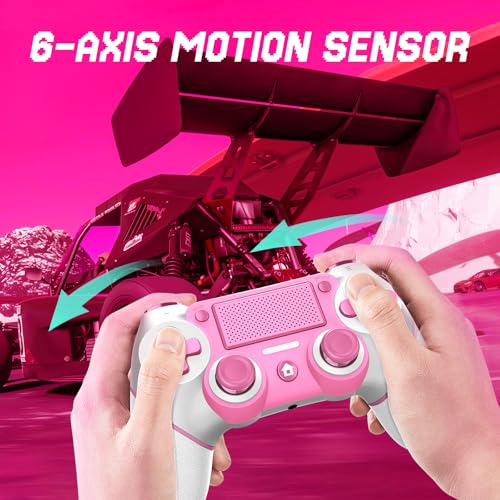 Ubsvaky Wireless Controller Compatible with PS4/Pro/Slim, Black ps4 controller with Dual Vibration, 1000mAh Battery, 6-Axis Motion Sensor (Pink1) - color: Pink1