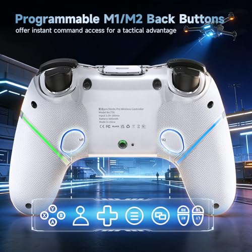 AceGamer 2 Pack Stinto Pro Wireless Controller for Nintendo Switch 2/Switch/Lite/OLED/PC/Steam, Hall Effect Joysticks & Triggers, RGB Grip, Dual Vibration/Wake-Up/Turbo/Macros/4-Way D-Pad - color: Black and White