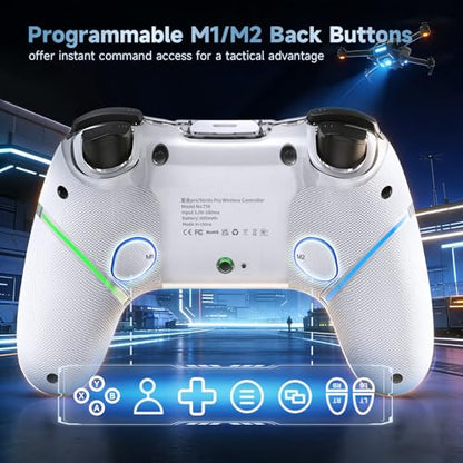 AceGamer 2 Pack Stinto Pro Wireless Controller for Nintendo Switch 2/Switch/Lite/OLED/PC/Steam, Hall Effect Joysticks & Triggers, RGB Grip, Dual Vibration/Wake-Up/Turbo/Macros/4-Way D-Pad - color: Black and White