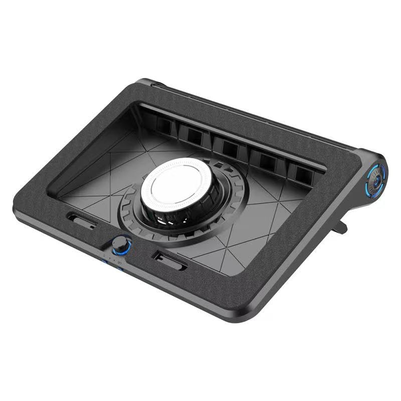 Cooling Pad for MacBook Air Pro 14 15 16 17 Inch Laptop, Semiconductor Cooler with Integrated Roller Fan, 5 Height Adjustment Ergonomic Design, Low Noise Quiet Operation for Mac Notebook (black) - color: Black