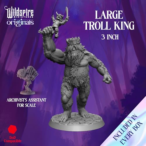 Wildspire Heroes, NPC Animal Companions & Troll King for DND Miniatures Bulk 28mm-32mm Unpainted Paintable Dungeons and Dragons Minis Pathfinder Figures for Fantasy Tabletop Roleplaying Games like D&D