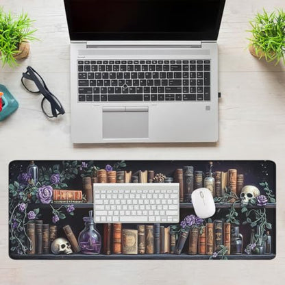 Books Mouse Pad Gothic Fantasy Roses Potion Skull Mousepad Extended Large Laptop Keyboard Non-Slip Rubber Base with Stitched Edges Office Computer Keyboard Laptop 31.5x11.8 Inch - color: Books_05, size: 31.5L x 11.8W inches
