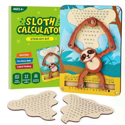 Sloth Calculator Math Toy, Montessori Math Manipulatives for Kids, Addition & Multiplication Practice Board, Hands-On STEM Learning Toy for Classroom & Homeschool, Gift for Ages 6+