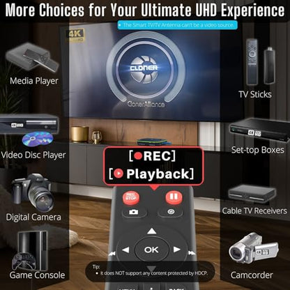 UHD Pro, 4K Video Recorder, HDMI Capture DVR with H.265/H.264 Codec, Cinematic 24fps Recording(Up to 30fps), 4K@60fps Passthrough, Pause/Resume Recording.